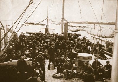 Deck of Gunboat and Crew, 1861-65 by Mathew B. Brady